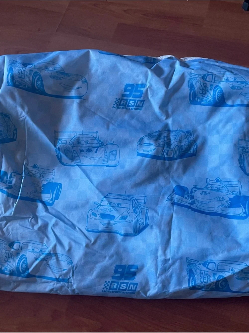 Blue 'Cars' Themed Kids waterproof mattress pad  - Race Car Print